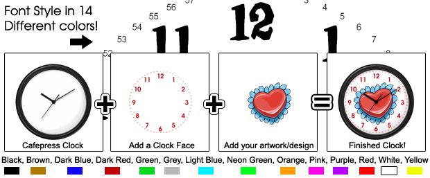 Product picture 14 Blindfold Font Clock Faces For Cafepress Clocks