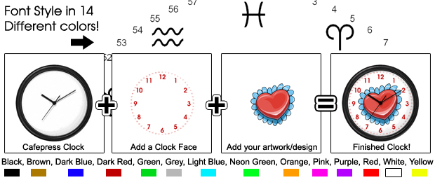 Product picture 14 Zodiac Clock Faces For Cafepress Clocks